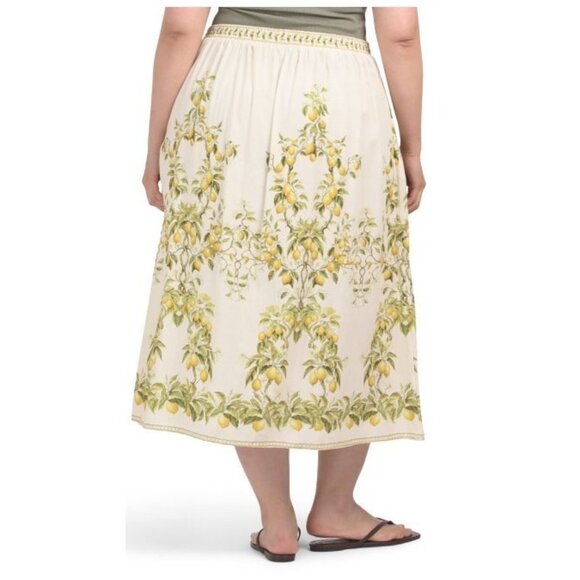 Max Studio Womens Yellow Lemon Pockets Linen Blend Maxi Skirt Plus Sz 2X New - Picture 2 of 10